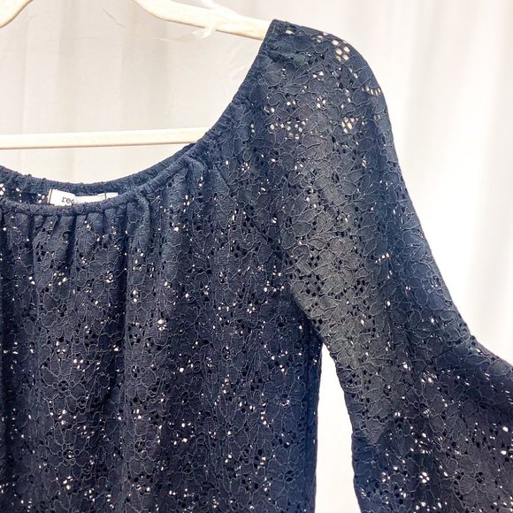 Women's Lace Boho Over Sized Bell Sleeve Shirt Eyelet Pattern Red Haute Brand S - Picture 5 of 14